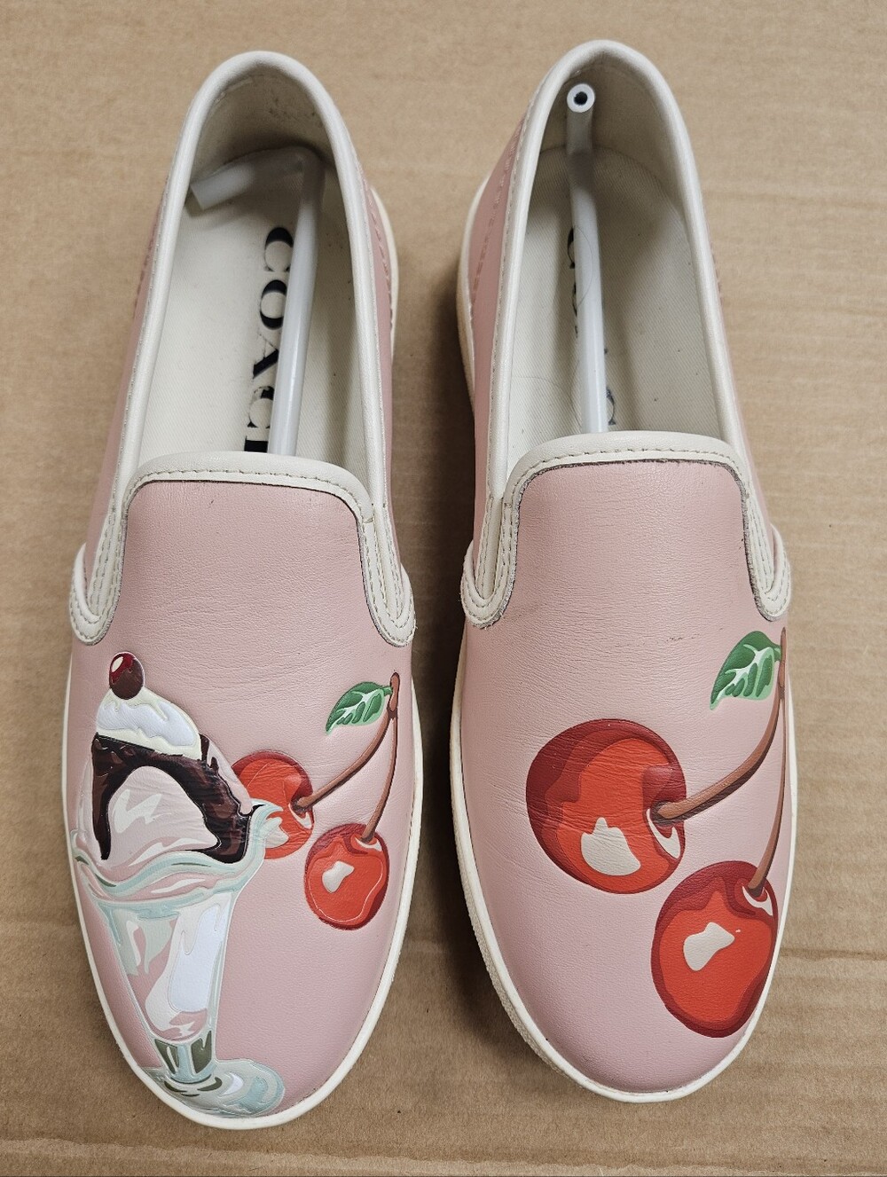 Coach Cherry Sundae Leather Pink Women’s Loafer Shoes Size 7.5 Vacation Summer